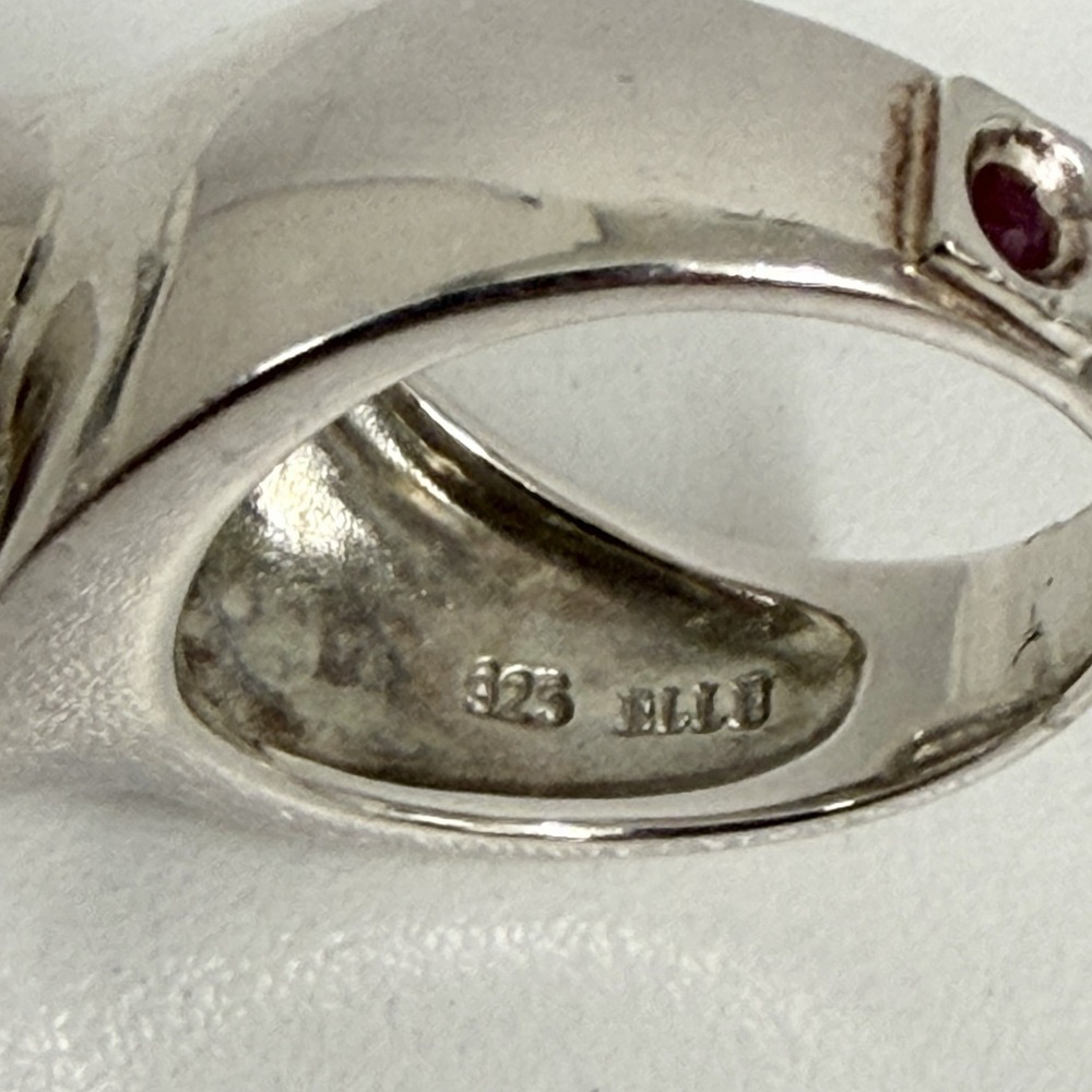 Vintage ELLE Sterling Cubic Zirconia Ring Modernist Style 10 Grams Size 7 1/4 - Picture 10 of 14